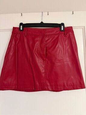 AUREUM Red Faux Leather Mini Skirt